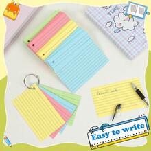 50/100pcs Double-Sided Index Cards, Bright Color, Eye-Protective, High Quality And Wrinkle-Resistant. 3 X 5 Inches, With Simple Ring Binding. Suitable For Study Flashcards, Office Work And School Projects, Helping Organize Learning. Durable Colored Paper Index Cards, Suitable For School Use - Multicolor - View 2