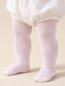 1pc Toddler Girls Pink Butterfly Jacquard Mesh Leggings, Suitable For Girls Everyday Wear In Summer - Baby Pink - View 7
