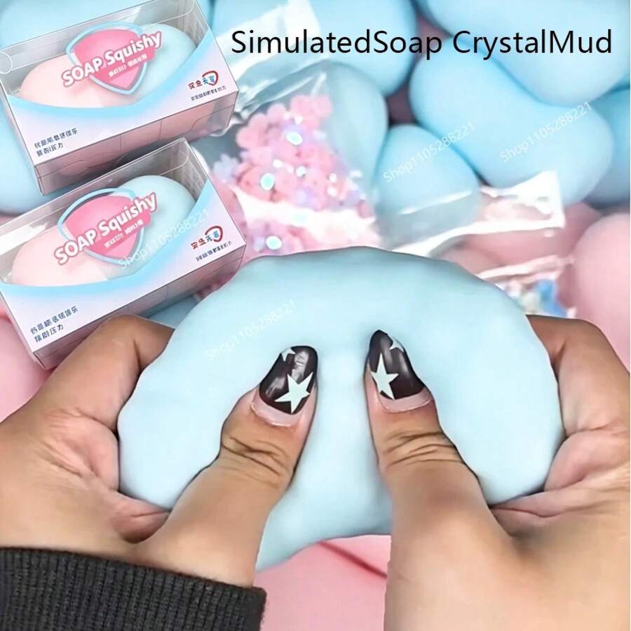ASMR Crunchy Soap Bead Filled Squishy Ball, Adult Anti Stress Squeeze Fidget Toy - 藍色1 - 查看 1