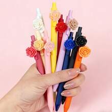 1pc Cute Floral Pattern Ballpoint Pen Set, Multiple Colors Available, Made Of Quick-Drying, Durable, And Lightweight Plastic, Perfect For Office Use And Gifting - Multicolor - View 2