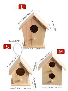 1pc Hanging Waterproof DIY Outdoor Solid Wood Birdhouse, Customizable Hanging Mini Bird Nest, Suitable For Sparrows, Parrots, Birds, Hummingbirds, Indoor And Outdoor Use, Handmade Solid Wood, Anti-Fall - View 3