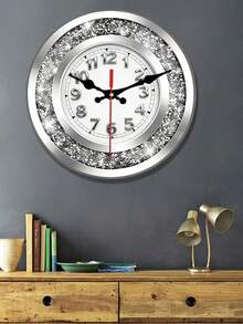 2D Flat 1pc Diamond Frost Color Swiss Silent Quartz Movement Wooden Wall Clock High Definition Printed Pattern Suitable For Living Room, Bedroom, Office, Study Decoration 10/12 Inch (AA Battery Not Included) Holiday Decor 2D Flat - Multicolor - View 9