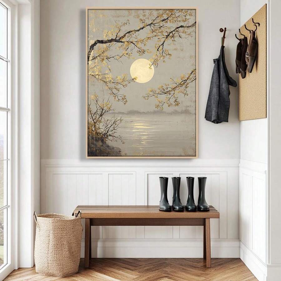 Peinture décorative de style nordique japonais aux tons neutres, peinture murale décorative de style zen wabi-sabi japonais, convient pour la maison ou le bureau - 111 - Voir 1