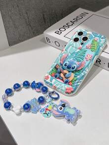 Disney Has Authorized, Phone Case - Chain Set, The Stitch Lilo & Stitch 3D Phone Case Plus A Silicone 3D Stitch Bracelet With Metallic Ring Removable Bracelet, Stitch And Angel Pattern, Compatible With Iphone17/16/15/14/13/12/11/XS/XR/X Plus Pro Max, A Stylish Cartoon Phone Case, The Perfect Gift Choice, Phone Protection, Durable Phone Cover, Great Gift For Friends And Family. - 白色 - 查看 5