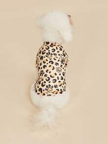 1pc Camouflage Leopard Print Maple Leaf Puppy Paw Print Starry Sky New Style Pet Clothes 2-Legged Breathable Dog T-Shirt - Multicolor - View 7