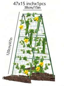 47"X15" 花園小黃瓜攀爬架 戶外攀緣植物支撐架，適用於花園床，戶外攀緣植物園藝用品，附攀爬網與植物支撐夾 - A - 查看 8