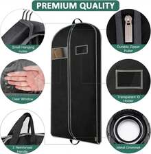 BALEINE 1PK Heavy Duty Garment Bag With Shoe Storage Travel Bag For Dresses, Suit, Coats Travel Essential (43", Black) - 黑色 - 查看 5