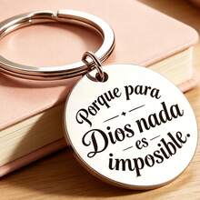 1pc Spanish Inspired Keychain, Religious Quote, Believer Gift, Perfect Gift, With Ring Clasp Accessory, Suitable For Men And Women - F - View 3