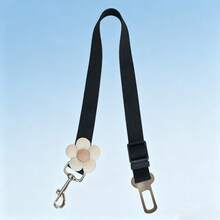 Flower Decorated Shock-Absorbing Dog Car Restraint Strap, Adjustable Pet Safety Seat Belt, Suitable For Vehicle Travel - Black - View 3