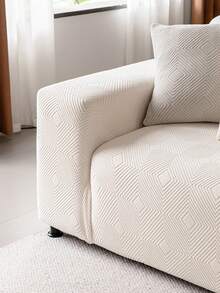 1pc Solid Color Plush Stretch Sofa Cover, Foam Rod Fixed Anti-Slip Pet-Friendly, Suitable For All Seasons Vacation Leisure Holiday Decor, Fit For Combination Sofa, Chaise Lounge, Straight Sofa - Beige - View 7
