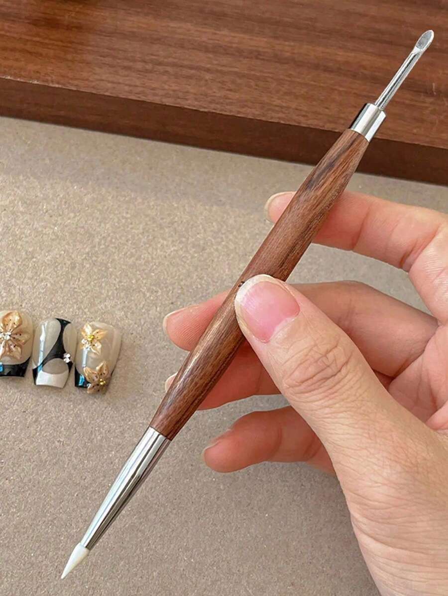 1件 矽膠金屬雙頭雕刻筆美甲工具,適用於美甲設計、箔雕刻、彩繪與修型,居家DIY美甲必備 - 彩色 - 查看 1