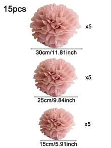 9pcs Paper Pom Poms, White Tissue Paper Flowers, Fluffy Hanging Decor, Suitable For Scene Decoration, Home Decor, Room Decor, Birthday Party, Wedding Favors, Business Graduation Gifts, Back To School, Valentine's Day And More Occasions - Dusty Pink - View 7