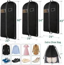 BALEINE 1PK Heavy Duty Garment Bag With Shoe Storage Travel Bag For Dresses, Suit, Coats Travel Essential (43", Black) - 黑色 - 查看 2