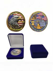 Set Koin Tantangan Peringatan Ulang Tahun ke-250 AS dengan Kotak Hadiah, Koin Koleksi Patriotik Amerika 1776–2026, Koin Suvenir Enamel Gaya Militer untuk Hadiah & Koleksi Hari Kemerdekaan - MultiWarna - View 12