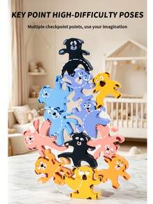 Wooden Puppy Stacking Blocks, Kids Educational Balance Stacking Toy, Cultivate Hands-On Skill & Balance Ability - Multicolor - View 5