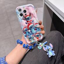 Disney Has Authorized, Phone Case - Chain Set, The Stitch Lilo & Stitch 3D Phone Case Plus A Silicone 3D Stitch Bracelet With Metallic Ring Removable Bracelet, Stitch And Angel Pattern, Compatible With Iphone17/16/15/14/13/12/11/XS/XR/X Plus Pro Max, A Stylish Cartoon Phone Case, The Perfect Gift Choice, Phone Protection, Durable Phone Cover, Great Gift For Friends And Family. - 白色 - 查看 6