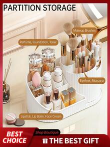 360° Rotating Makeup Organizer - Multifunctional Cosmetic Storage Rack, Lipstick, Eyeshadow, Eyebrow Pencil, Makeup Brush Storage, Large Capacity Design, Lipstick And Skincare Storage, Suitable For Vanity, Bathroom, Closet, Elegant Countertop Storage, Perfect For Holiday Gifts, Christmas Gifts, Gift For Girlfriend - Multiple Styles - View 9