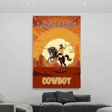 Enmarcado [2D Plano] Juego de 9  de vaqueros del oeste  - Decoración vaquera vintage,  para temas del oeste, láminas de películas vaqueras, decoración del hogar para habitaciones con temática vaquera, tamaño 8 x  pulgadas - Enmarcado - Ver 2