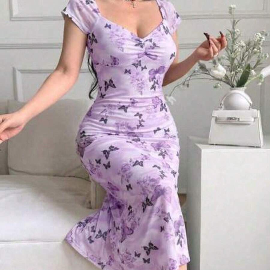 Women Long Dresses - 淡紫色 - 查看 1