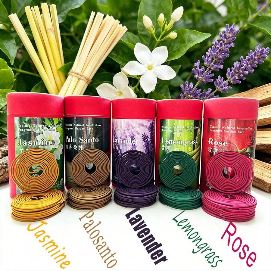 [Popular Choice]High-Quality Family Wholesale Pack 120pcs Colorful Strong Fragrance Incense Coils, Long-Lasting Aroma, Free Burning Triangle Holder, Convenient To Use, Multiple Scents Available: Rose, Lavender, Jasmine, Lemongrass, Palo Santo. - Multi Scents - View 1