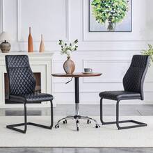 [Set Of 2] Dining Chairs With Diamond Pattern / Set Of 2 Modern Dining Chairs / High Backrest + Comfortable Seat Cushion / Non-Slip And Durable Metal Frame / Suitable For Dining Room, Living Room And Kitchen - 黑色 - 查看 3