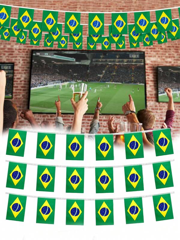 20pcs/Set Brazil Flag Mini Flags Decoration, Suitable For Schools, Parties, Patriotic Holidays, Sports Events, World Cup Fan Parties/Sports Themed Birthday Party Gifts, Home Decor, Sports Event Backdrop Decoration, Fan Birthday/Sports Themed Party/Club Decoration