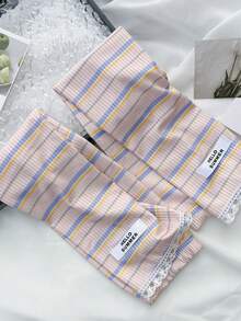 1 Pair Summer UV Protection Arm Sleeves, With Striped Lace Trim Open Design, Suitable For Spring, Summer & Autumn. Made Of Ice Silk Material, Great For Outdoor Driving And UV Protection. - Multicolor - View 9