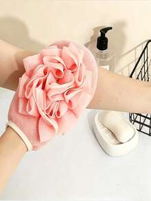 2/1pc 2-In-1 Reversible Exfoliating Bath Glove & Loofah, Dual-Sided Body Scrubber Shower Puff, Bargain Travel Essentials, Gentle Exfoliation Deep Cleansing Dead Skin, Soft Mesh Elastic Strap, Rich Lather Bath Accessory For Women Men Home Daily Use - Multicolor - View 4