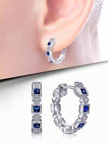 1 Đôi bông tai khoen tròn đính đá Cubic Zirconia thanh lịch, phù hợp cho nữ, có thể đeo trong các dịp cưới hỏi, tiệc tùng, lễ đính hôn, kỷ niệm, quà tặng ngày Valentine. - 1 # - Xem 27
