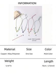 1 pieza Collar largo ajustable de múltiples capas de verano - Colgantes de sol, estrella de mar, pez, concha y flor - Joyería bohemia de playa - Multicolor - Ver 12