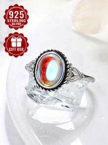 1pc 925 Sterling Silver Ring, Elegant Heart-Shaped Decor High-Quality Jewelry, Size 6-10, Comes With Gift Box - Silver - View 2