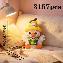 3157片迷你微型積木可愛鴨子雞造型，DIY組裝3D拼圖動物積木玩具，舒壓桌面裝飾，適合青少年與成人的節日生日禮物，美學裝飾品 - 彩色 - 查看 5