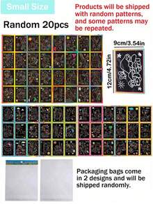 Magic Rainbow 12CM Mini Scratch Art Kit With Full Tools, Colorful Scratch Off Paper For Kids, Mess-Free Preschool Educational Craft Toy, Fine Motor Skill Activity Supplies For Parent-Child Play, Children Party Favors & Holiday Birthday Gifts - Multicolor - View 9