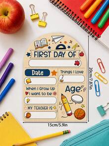 DIY Wooden First Day Of School Milestone Sign, School Bus And Academic Print Design, Wooden Commemorative Board, Suitable For All Grades, Perfect For Back To School, School Gifts, Photo Props, Classroom Attendance Records And Parent Keepsakes - DIY Message Board - View 2