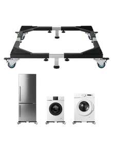 Fridge Stand Mobile Base, 1200 Lbs Load Capacity, Washing Stand With 8 Locking Twin Wheels And 4 Brakes, 23-36.6 Inches Adjustable Furniture Dolly Washer, Refrigerator And Dryer - A - View 2