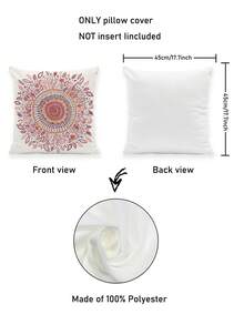 2 Pcs Boho Tropical Print Super Soft Pillow Covers Neutral Earthy Style Square Hidden Zipper Decorative Pillow Cases For Home Sofa Couch Living Room(No Filling) - Pink - View 2