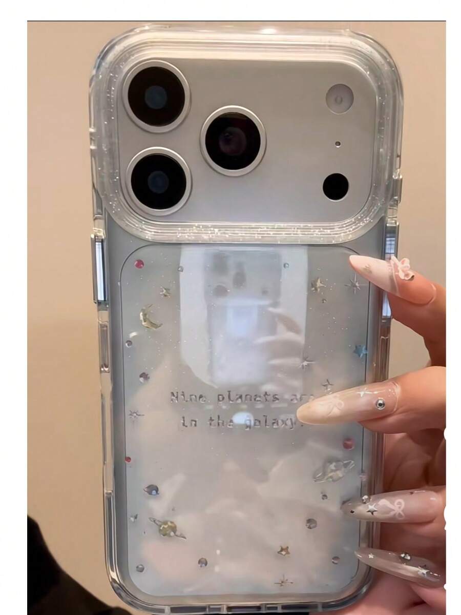 Funda Protectora de Cobertura Completa a Prueba de Golpes con Estilo Coreano de Nicho, Diseño de Corazón de Dibujos Animados, Lazo y Nota Musical, Compatible con iPhone 17 Pro Max, 16, 15, 16 Pro Max, 17, Creativa y Personalizada con Acabado Dorado - transparente - Ver 1