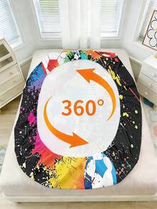2/3PCS Colorful Splashed Ink Football Printed Children'S Bed Sheet, Polyester Material Bed Sheet, 30cm High Fully Wrapped Edge Non Slip Bed Cover, Skin Friendly, Breathable And Machine Washable, Suitable For Daily Use In Boys' Rooms And Bedrooms - Multicolor - View 4