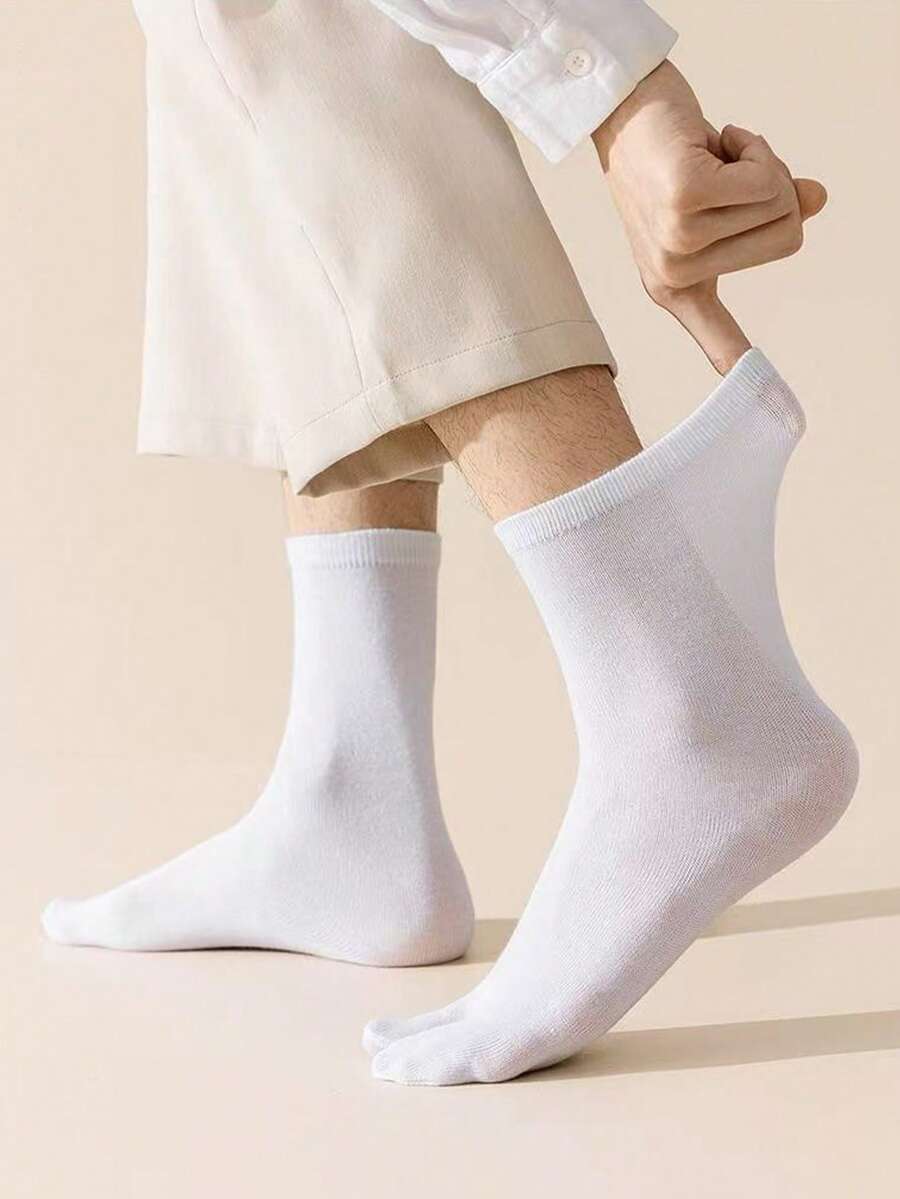 1/3 Pairs Japanese Style Split Toe Socks For Men, All Season Thin Breathable Toe Socks, Black, Unisex - Multicolor - View 1
