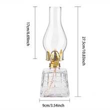 Lámpara de aceite de cristal cortado vintage, linterna de queroseno cuadrada antigua, decoración para el hogar, camping, boda, mesa, regalo - 1PC - Ver 2