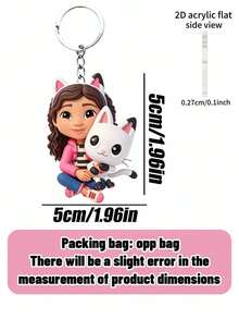 MASSDI Gantungan Kunci Gabby & Pandy Paws dari Gabby Dollhouse, Gantungan Tas Figur 2D, Aksesori Gantungan Kunci PVC Tahan Lama, Cocok untuk Kunci, Ransel, Tas Tangan, dan Koper, Sempurna untuk Penggemar, Hadiah Ulang Tahun, Suvenir Pesta, dan Acara Bertema. - gantungan kunci - View 5