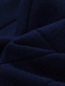 Men's Casual Sweater, Ribbed Knit, Crew Neck, Minimalist And Stylish For Everyday Wear - Navy Blue - View 7