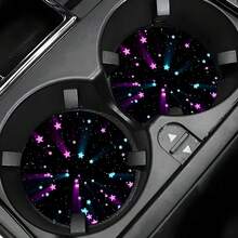 2 Peças de Protetores de Copo de Carro Roxos à Prova de Vazamento com Almofadas Protetoras de Superfície. Adequado para Carros, Caminhões, SUVs - Acessórios Internos de Carro Neutros. Design Elegante. Material Durável. Estilo Cartoon. Protetores de Porta-Copos de Carro. Itens Ideais para Presente. - A - Visão 2