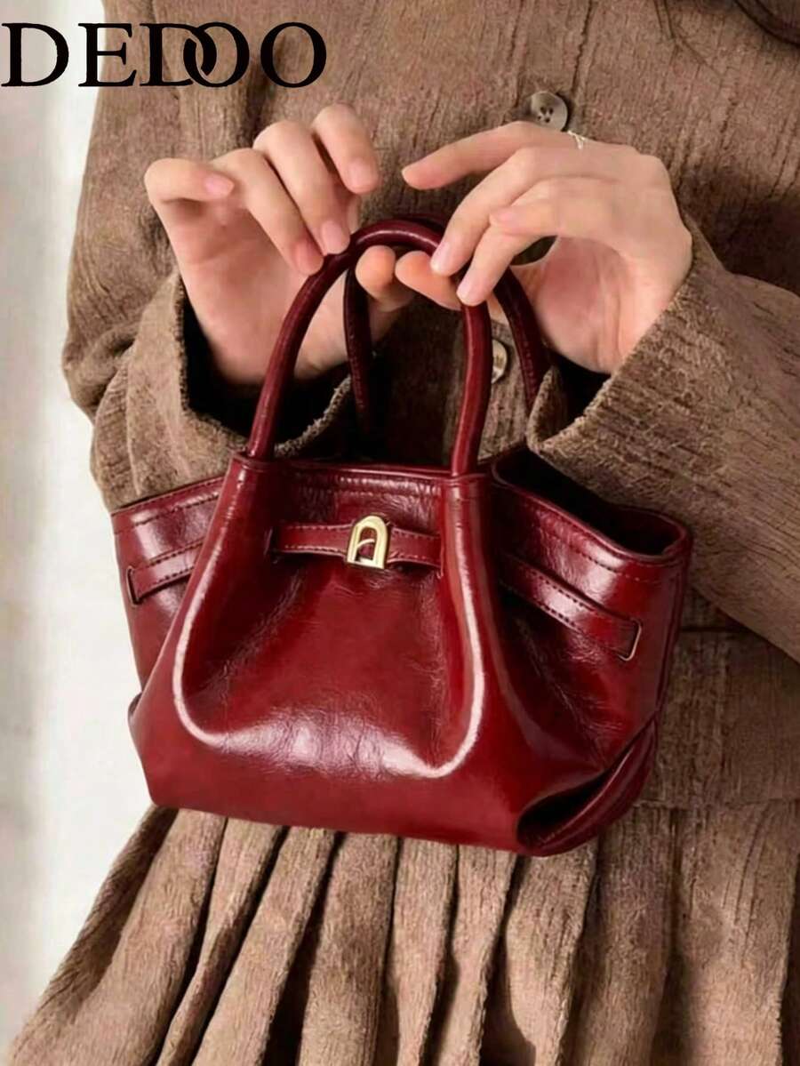 Dedoo European And American Fashion Design Buckle Suede Bucket Bag, Women's Autumn/Winter Shopping, Commuting, Party Gift Handbag