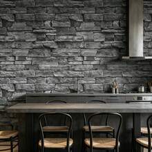 1 Roll Industrial Style Dark Gray Brick Pattern Self-Adhesive PVC Wall Sticker, Waterproof Easy To Clean Wallpaper For Balcony Living Room Wall Renovation, 17.7inX39.3/118.1/196.8in - Dark Gray - View 14