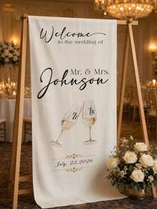 Customized Wedding Welcome Sign, Wedding Fabric Welcome Sign, Modern Wedding Welcome Banner, Fabric Sign Customized Wedding Banner, Bohemian Wedding, Bridal Shower Sign Personalized Name Customized Wedding Sign, Customized Minimalist Welcome Sign, Fabric Welcome Sign, Wedding Decor, Customized Fabric Wedding Sign, Personalized Party Decor, Minimalist Sign, Fabric Sign, Wedding Wedding Welcome Sign, 3 Types Of Fabrics For Banners, Personalized Party Decor, Minimalist Sign, Fabric Sign, Wedding Wedding Welcome Sign - Multicolor - View 3
