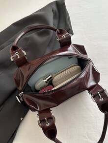 1pc Multi-Functional Rivet Handbag, Vintage Motorcycle Style Rivet Decor PU Leather Shoulder Bag, Punk Rock Underarm Bag, Suitable For Work, Commute, Date, Party And Music Festival - Coffee - View 6