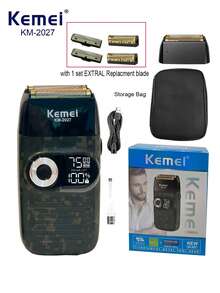 Kemei KM-2027 迷彩設計旅行刮鬍刀或戶外電動刮鬍刀，2合1 USB充電式電動刮鬍刀，LCD往復式刮鬍刀，大容量刮鬍刀，多功能男士鬍鬚刮鬍刀，男士生日禮物，熱銷刮鬍刀 - 軍綠色 - 查看 13
