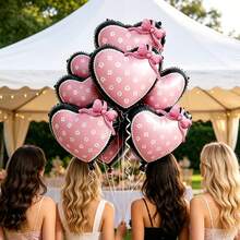 Juego de 2/5 globos de lámina de aluminio con estampado de corazón y margarita, lazo de amor, adecuado para fiesta de cumpleaños, aniversario, baile de graduación, propuesta, decoración de baby shower, confesión, decoración de accesorios para fotos, aniversario, decoración de pared de fondo. - Ver 5