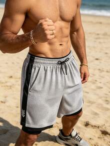 New Men's 2-In-1 Breathable Floral Quick-Dry Sports Shorts - Beige - View 4